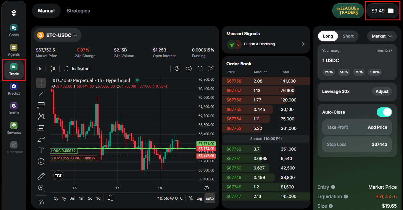 Prepare funds for perpetual trading in Warden